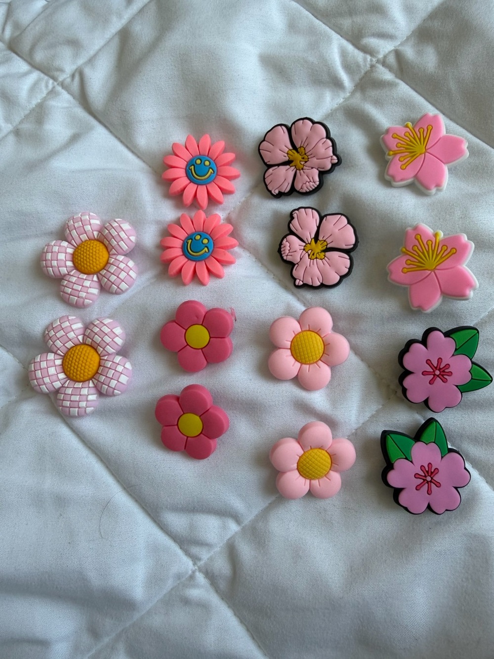 Pink Floral Shoe Charm Set for crocs - 14 Flower Designs